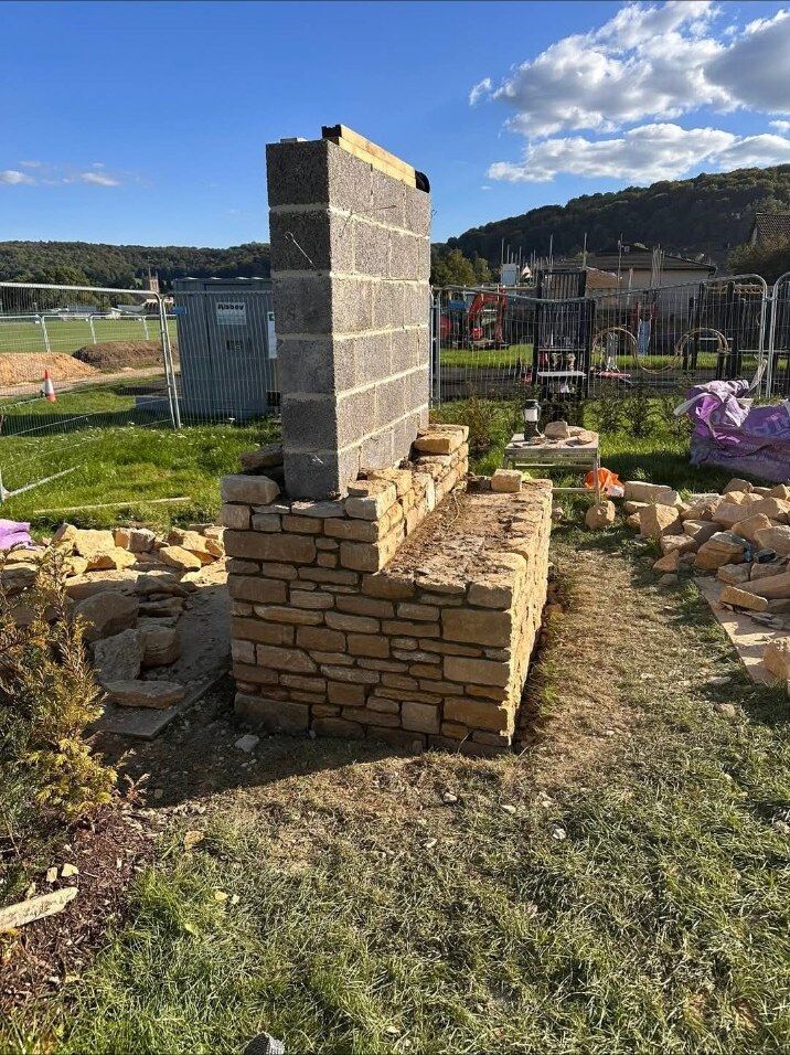 Blockwork structure from the side