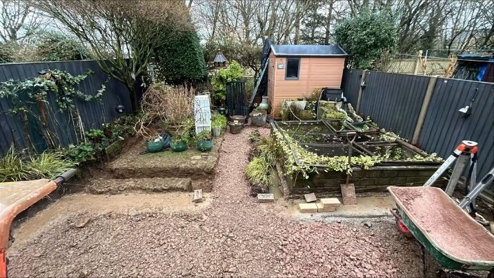 Sub-base preparation across the garden