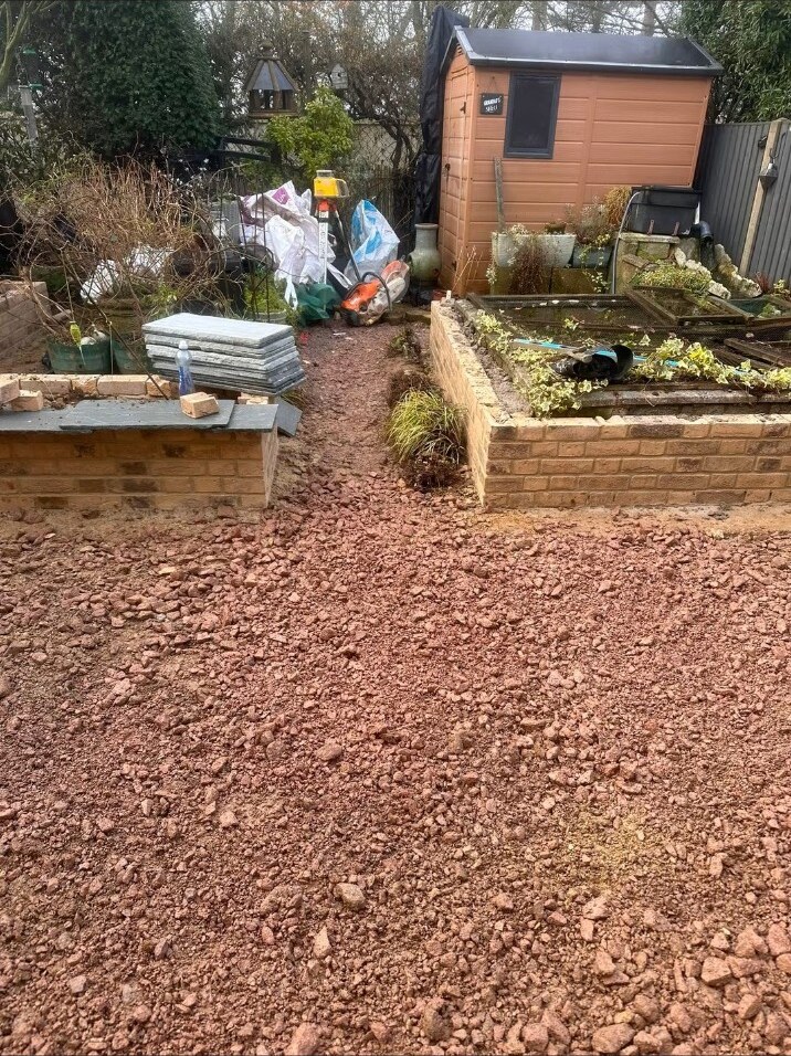 Garden walls and sub-base taking shape