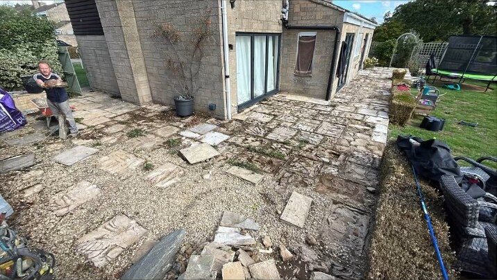 Overview of the patio before work