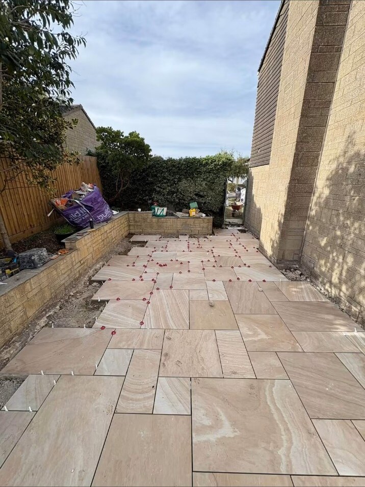 Side patio installation in progress