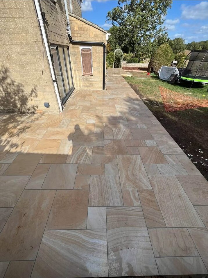Completed porcelain patio