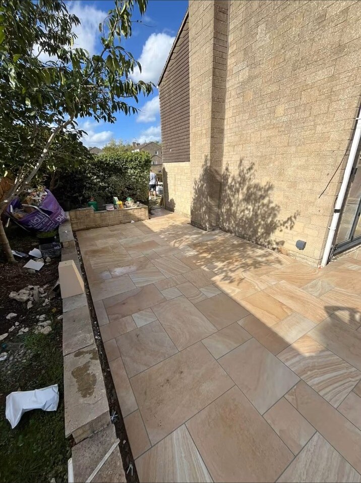 Completed porcelain patio and pathway